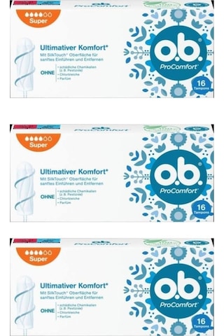 O.B. Ultimate Comfort Super 16'Lı Tampon 3 Paket (Toplam 48 Adet)