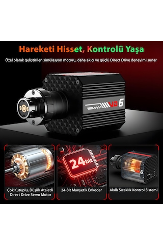 Pxn Vd6 Direct Drive Sim Racing Seti 6nm Direct Drive Servo Motor, W Ds R2 Direksiyon, Hall Effect 2 Pedal, Masa Kelepçesi Pc Windows 7 11