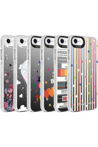 Apple Uyumlu iPhone 8 Kılıf Desenli Zore Silver Sert Kapak