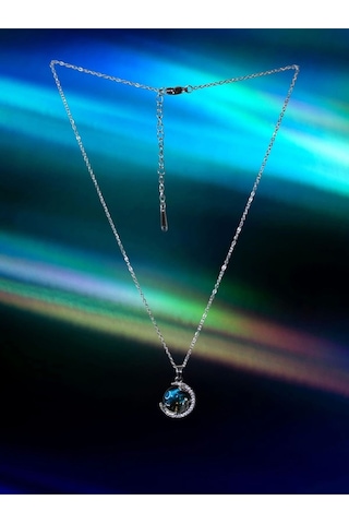 Harley Yıldızlı Lame Dünya Kolye 44 Cm Gri