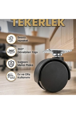 Kilitsiz 6 Cm Döner Tekerlekli Mobilya Ayağı Tek Adet Çok Renkli