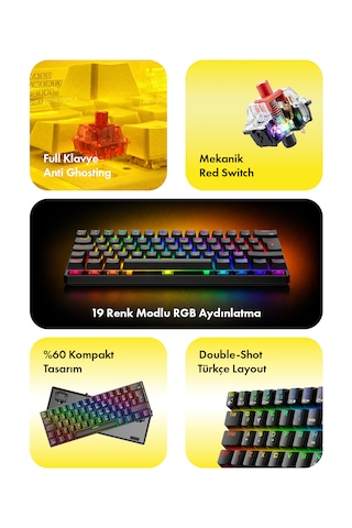 Gameagle HelApple Uyumlu iOS Mini Oyuncu Klavyesi Mekanik Klavye Bilek Destekli Red Switch Gaming Klavye Oyuncu Klavye