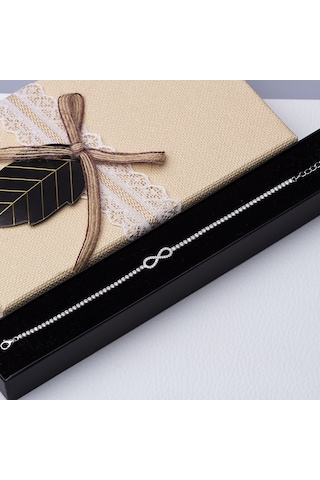 Sonsuzluk Model 925 Ayar Gümüş İnce Suyolu Kadın Bileklik Gümüş