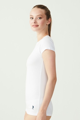 U.S. Polo Assn. Kadın Beyaz Kısa Kollu Yuvarlak Yaka T-Shirt 66002