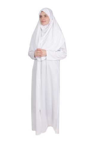 Zehranaz Namaz Elbisesi Beyaz Fermuarlı Namaz Elbisesi Beyaz
