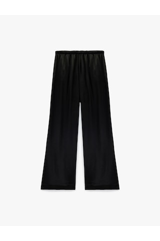 Koton Beli Bağlamalı Düz Bol Paça Saten Pantolon Siyah 6sak40161pw Siyah