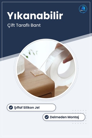 Çift Taraflı Nano Bant Kuvvetli Silikon Jel Yapıştırıcı Yıkanabil