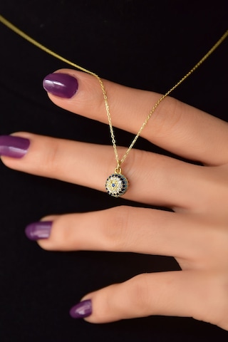 Papatya Silver 925 Ayar Gümüş Gold Kaplama Firuze Nazar Göz Kolye