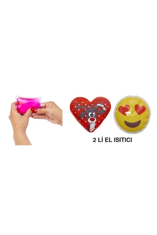 Emoji Kırmızı Geyik Cep Sobası,el Isıtıcı,2 Adet Sıcak Su Torbası