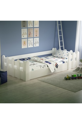 Tuliplife Montessori Karyola Beyaz 90x190 Yatak Uyumlu Oval Kesim Çocuk Yatağı-Tlp-209