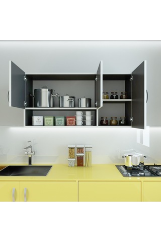 Kenzlife hazır mutfak mirena32 gri 060*120*32 mutfak banyo dolabı kapaklı raflı