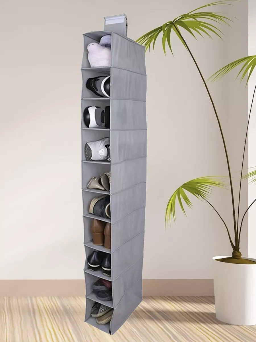 Myston House Dolap İçin Askılı, Dar, Cırt Cırtlı, 10 Raflı Düzenleyici 199991495 Gri