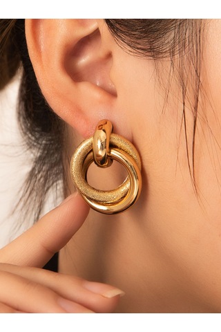 Geeksen Klasik Stilde Gümüş Dokulu Altın Renkli Küçük Küpe, Konforlu Taşınabilir, Zirve Kalite Ve Zevkli Detaylar Gold