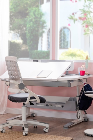 Sirius Basic Yükseklik Ve Eğim Ayarlı, Çekmeceli Bilgisayar, Oyuncu, Ofis Ve Çalışma Masası Ekru Gri Gri