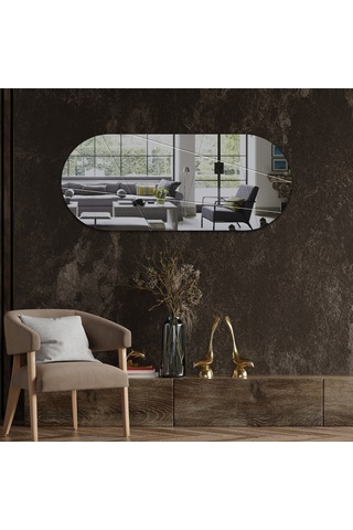 Ayna Füme Ayna Victory Tasarım Kanallı Oval Ayna 50cm X 120c Füme