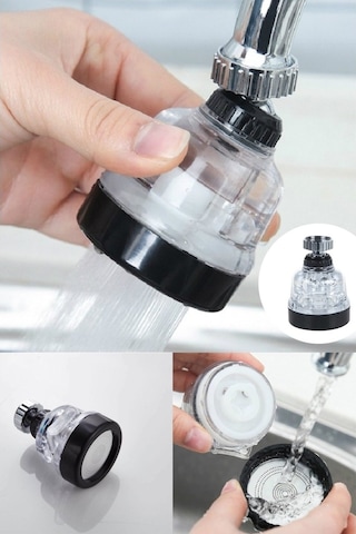 Yayke3 Fonksiyonlu Şeffaf 360 Derece Döner Musluk Başlığı