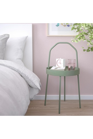 Kulplu Sehpa Su Yeşili Renk Meridyendukkan 38 Cm Metal Taşınabilir Sehpa