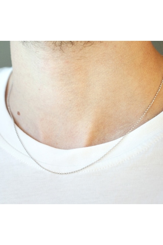 14 Ayar Altın 50 Cm Beyaz Erkek Zincir Kolye N11.352