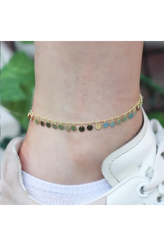 Gold Kaplama Pullu Gümüş Halhal Gümüş