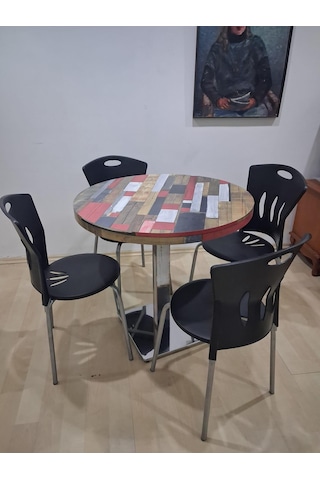 Masa Laminant 90688 Model Krom Tek Ayak Ad Plastik Sandalye Tabla Çizlmez Yanmaz Çok Renkli