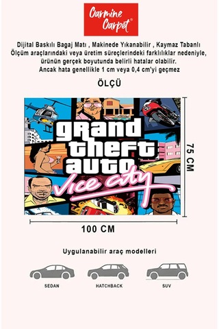 Dijital Baskı Dekoratif Gta Desen Araba Bagaj Matı Yıkanabilir Bagaj Havuzu