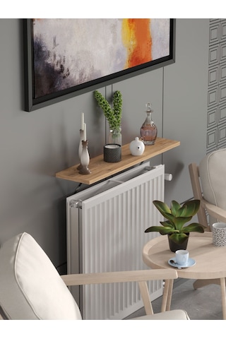 Montajsız Petek Üstü Uçan Raf Kalorifer Peteği 80x20 Cm Beyaz - Atlantik Çam Atlantik Çam