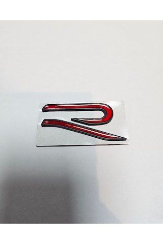 Volkswagen R Yeni Nesil İthal Metal Bagaj Yazısı Siyah Zemin - Kırmızı Yazı Logo Arma Siyah Kırmızı