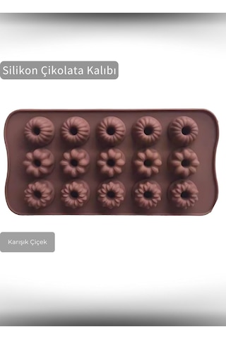 Jet's Home Karışık Çiçek Desen C İkolata Kalıbı Bpa Free Buz Kalıbı Silikon Tatlı Kalıbı Yapıs Maz Kalıp Kahverengi