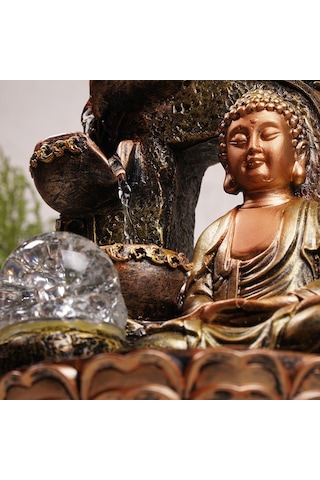 Zen Lord Buddha Işıklı Yol Temalı Su Şelalesi