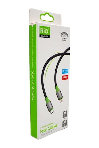 Rio Tech Pd 27w Hızlı Şarj Ve Veri Aktarım Usb Type-c To Lightning Kablo 1m