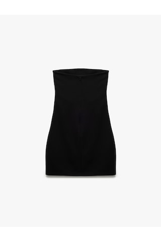Koton Scuba Krep Kumaş Drape Detaylı Mini Straplez Elbise Siyah 5sak80037ek Siyah