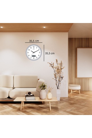 Krom Tarih Ölçer 35,5 Cm Duvar Saati Çok Renkli