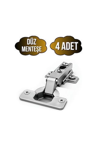 Düz Dolap Kapak Menteşesi Tas Menteşe Düz Menteşe 4 Adet Krom
