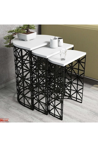Variant Stil 3 Lü Zigon Sehpa - Beyaz