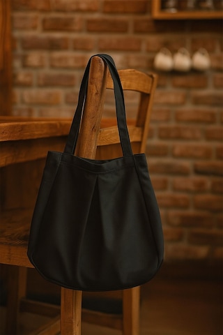 Siyah Çok Amaçlı Premium Oversize Düz Orta Boy Kanvas Kadın El Ve Omuz Çantası Siyah