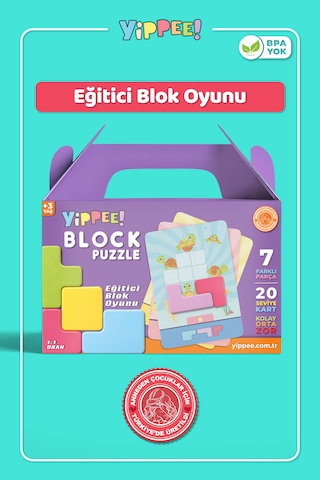 Block Puzzle - Eğitici Zeka Oyunu 7 Blok 20 Seviye Kart 3 Zorluk Akıl Ve Mantık Oyunu