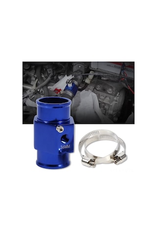 Kosona 36mm Alüminyum Radyatör Su Sıcaklığı Göstergesi Bağlantı Borusu, Aşırı Isınmayı Engelle, Mavi, 1/8 Npt Somunlu Sensör Ve Paslanmaz Çelik Klemplerle