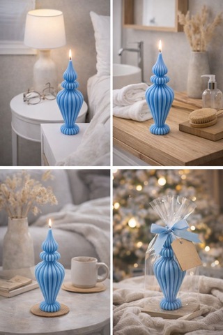 Dekoratif Lüks Soya Mum,el Yapımı Doğal Mum,uzun Yanma Süreli Modern Ev Hediyesi,ev Süsü Mavi 210 G Mavi