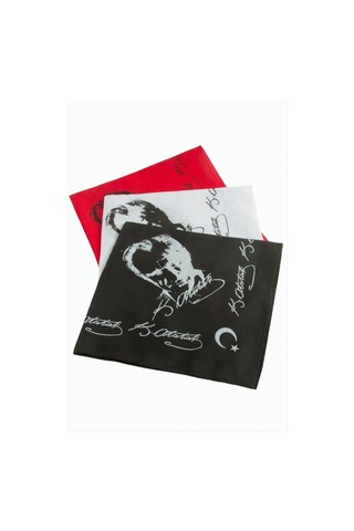 Atatürk İmzalı Desenli Keten Bandana 50 50
