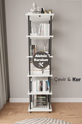 Çevir Kur 45 Cm Beyaz Kitaplık Beyaz