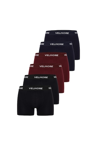 Velmore Erkek Boxer 6 Lı Premium Kutu Pamuklu Likralı Beden S - 5xl Bordo - Lacivert - Siyah
