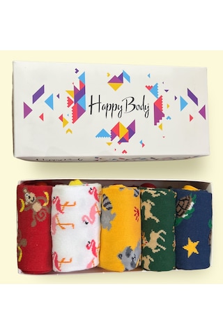 Happy Body Çorap (ART.13320) 5 Çift Hayvan Motifli Soket Çok Renkli