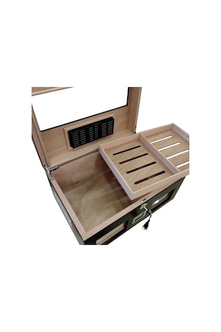 Falconetti Rc59sy Siyah 2 Katlı Camlı Dijital Humidor Puro Kutusu