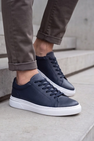 Liarca Asterio %100 Hakiki Deri Sararmayan Faylon Taban Sneaker Klasik Lacivert Beyaz Ayakkabı Lacivert - Beyaz