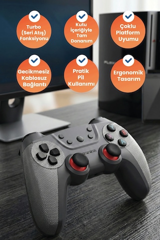 Xo Gp3 Turbo Özellikli Kablosuz Gamepad - Pc Ps3 Android Uyumlu Seri Atış Modu