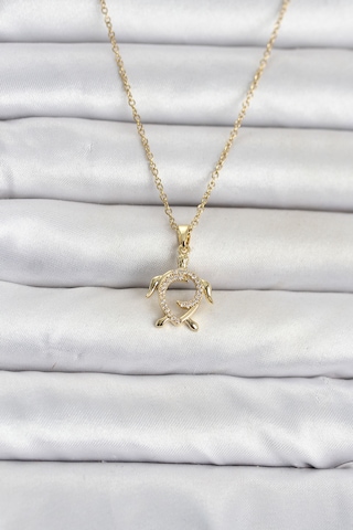 316l Çelik Zincir Gold Renk Caretta Caretta Model Kadın Kolye 5886-1492 Diğer