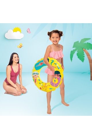 Çocuk Yüzme Simidi - Intex - Şeffaf Desenli - Sarı - 61cm 59242