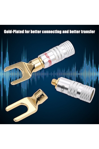 Leezsing 4 Çift Altın Kaplı Hoparlör Bağlantı Kablosu, Y Tipi, Ses Enstrümanı Amfi Adaptörü, Sol-sağ Ses Kanalı