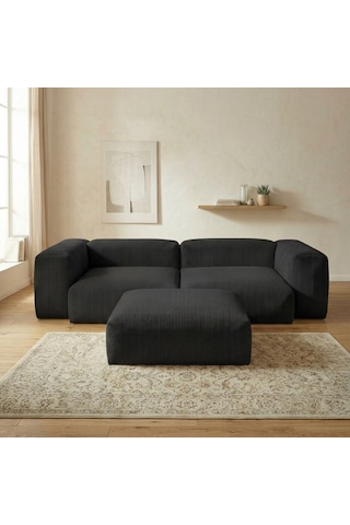 Relax Köşe Koltuk Takımı Sünger Koltuk Kanepe Divan Siyah
