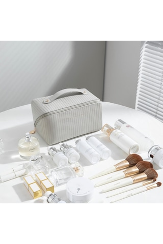 Dekohop Su Geçirmez Deri Seyahat Makyaj Çantası